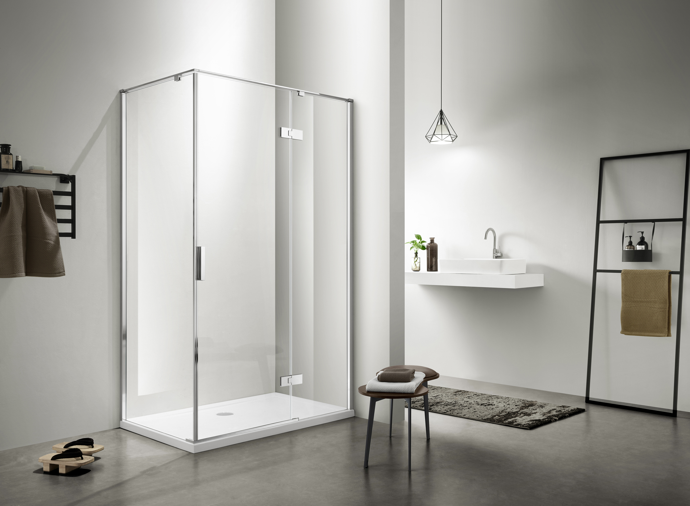 Frameless hinged door