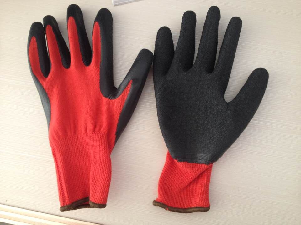 13G polyester latex wrinkle coating gloves