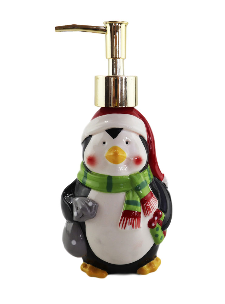 Ceramic christmas penguin soap dispenser