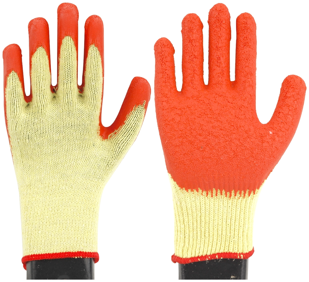 10G cotton lining latex coated safety work gloves with crinkled finish