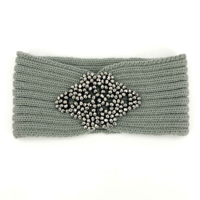 Autumn and Winter acrylic knitting simple headband with decoration