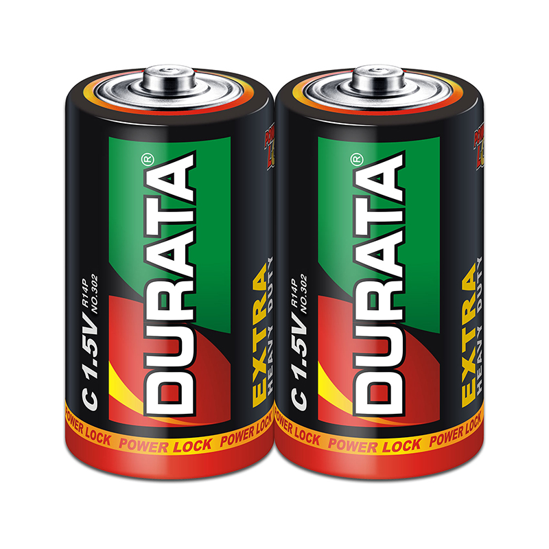 Durata Extra Heavy Duty Battery R14P C Size, Zinc Carbon Dry Cell Battery (SP2-24 Count)