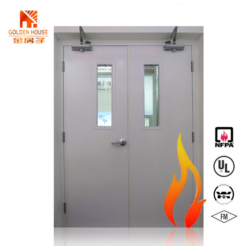 Steel double door Double opening steel fire door double steel door Narrow and panic bar