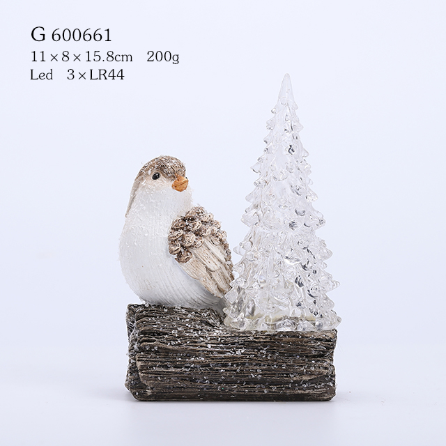Resin bird stand stump LED
