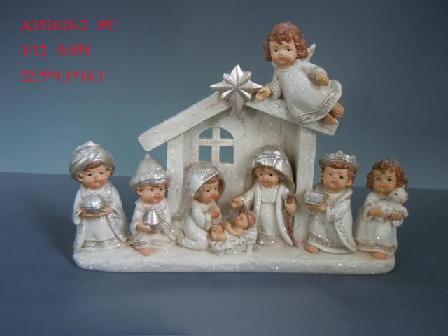 9"Kids Nativity decor