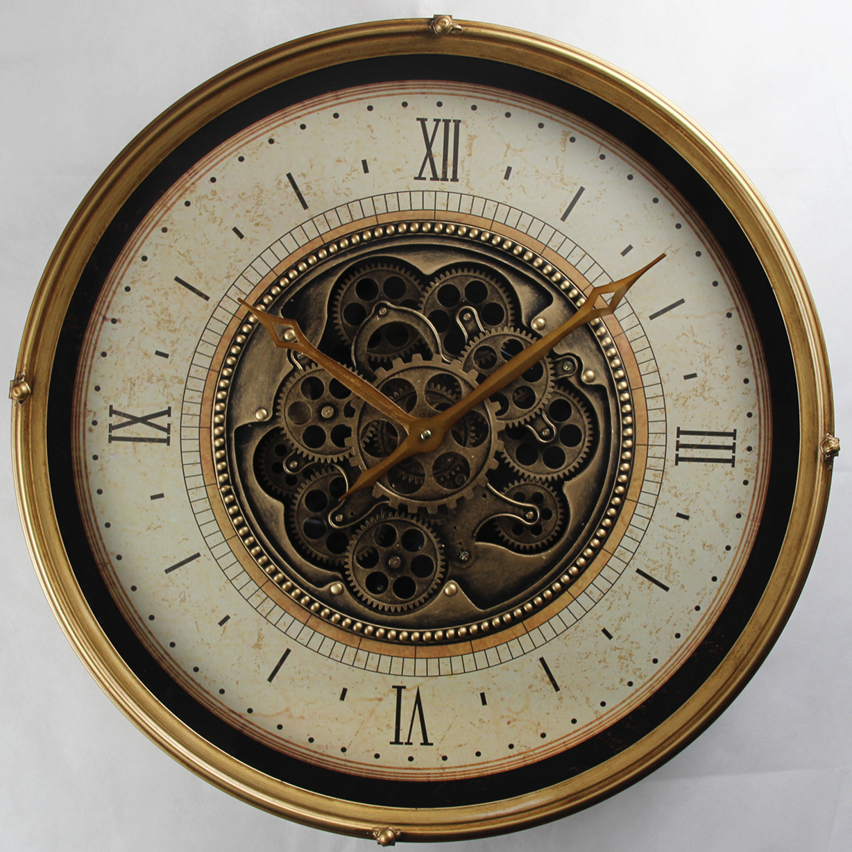 Good quality factory directly gold bedroom clocks antique COG decorative moving gear wall clock