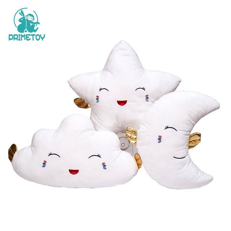 Custom Soft White Cloud Star Moon Plush Toys Baby Pillow Toys Appease