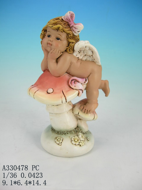 6.5” angel on mushroom decor PC