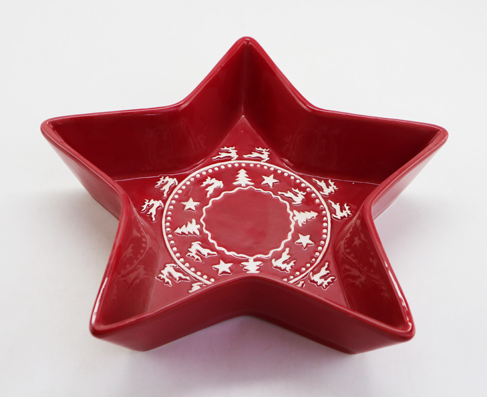Ceramic reindeer design five star platter five star dish
