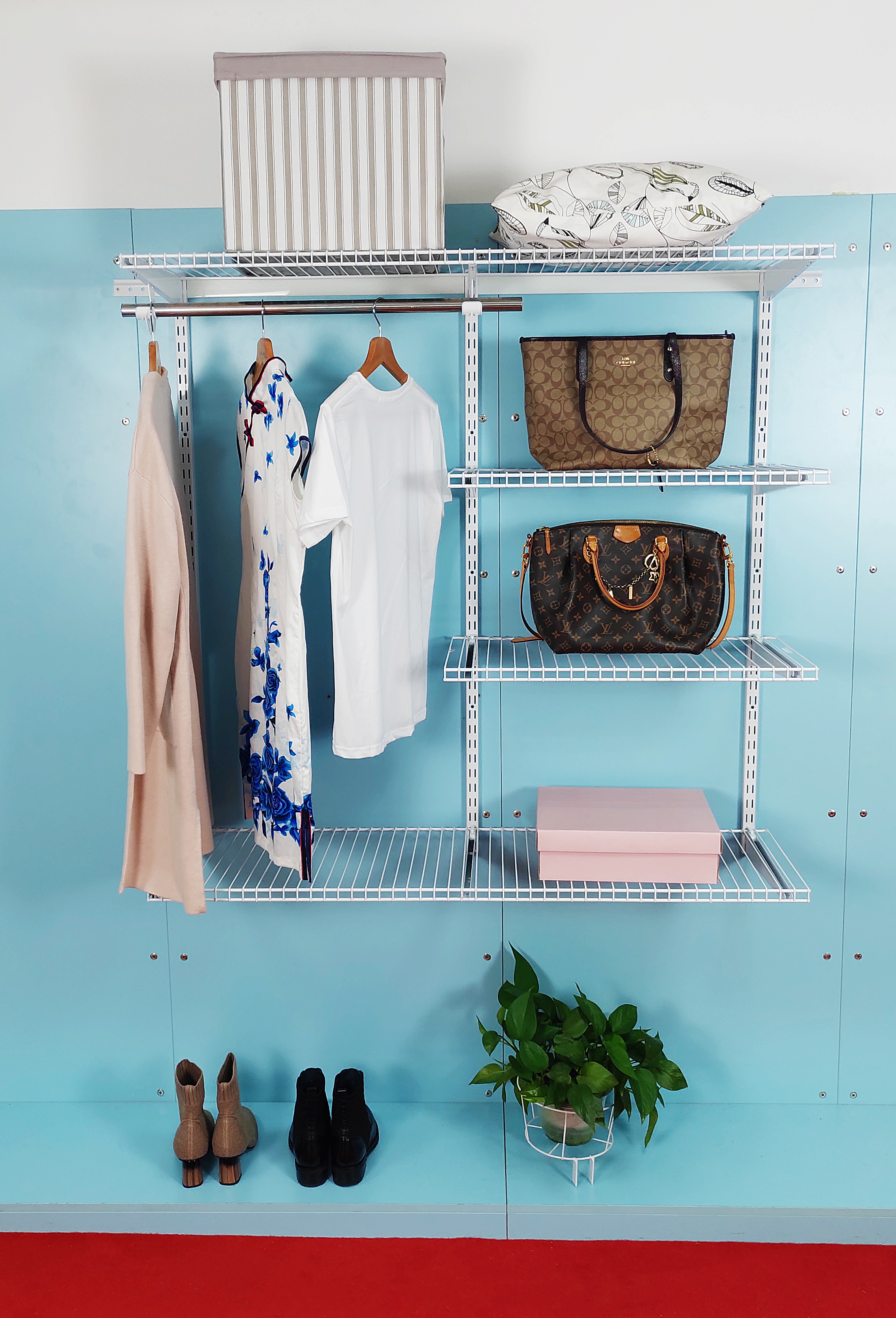 Metal Wall Shelving System Wardrobe Shelves Hanging Wire Closet storage