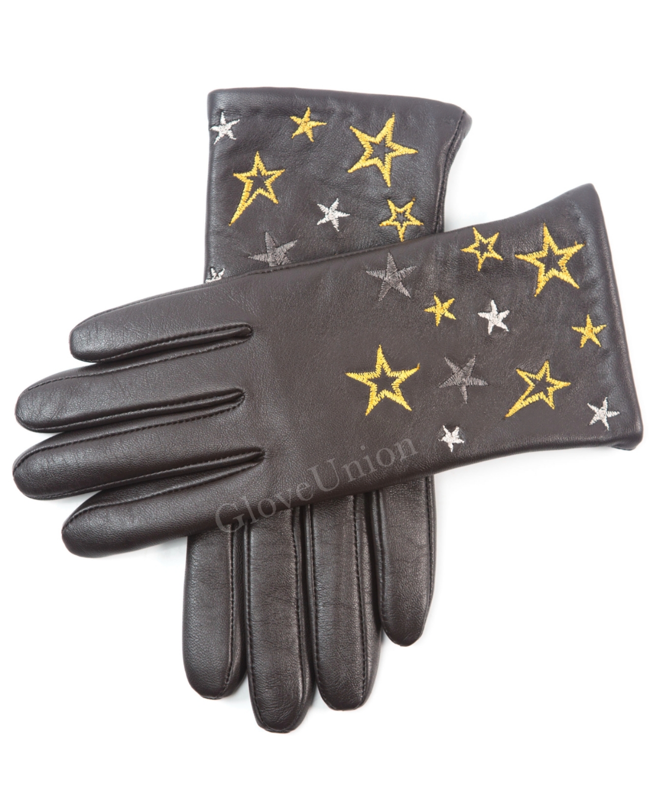 Ladies' Sheepskin Leather Glove with Stars Embroidery