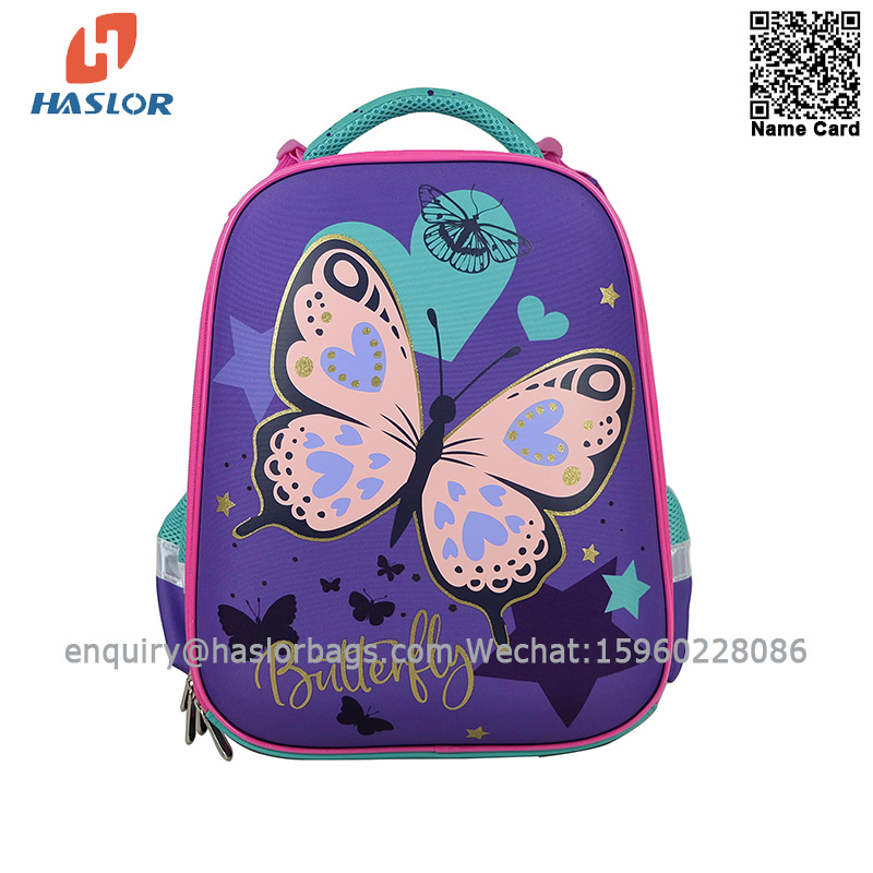Hight Quanlity Kids Hard EVA school bags Butterfly printing Custom design school back bag for children