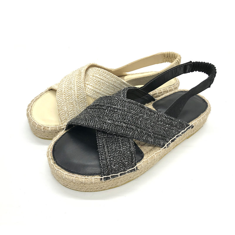 Women's New Style Jute Sandals Espadrille Flat Slipper Shoes