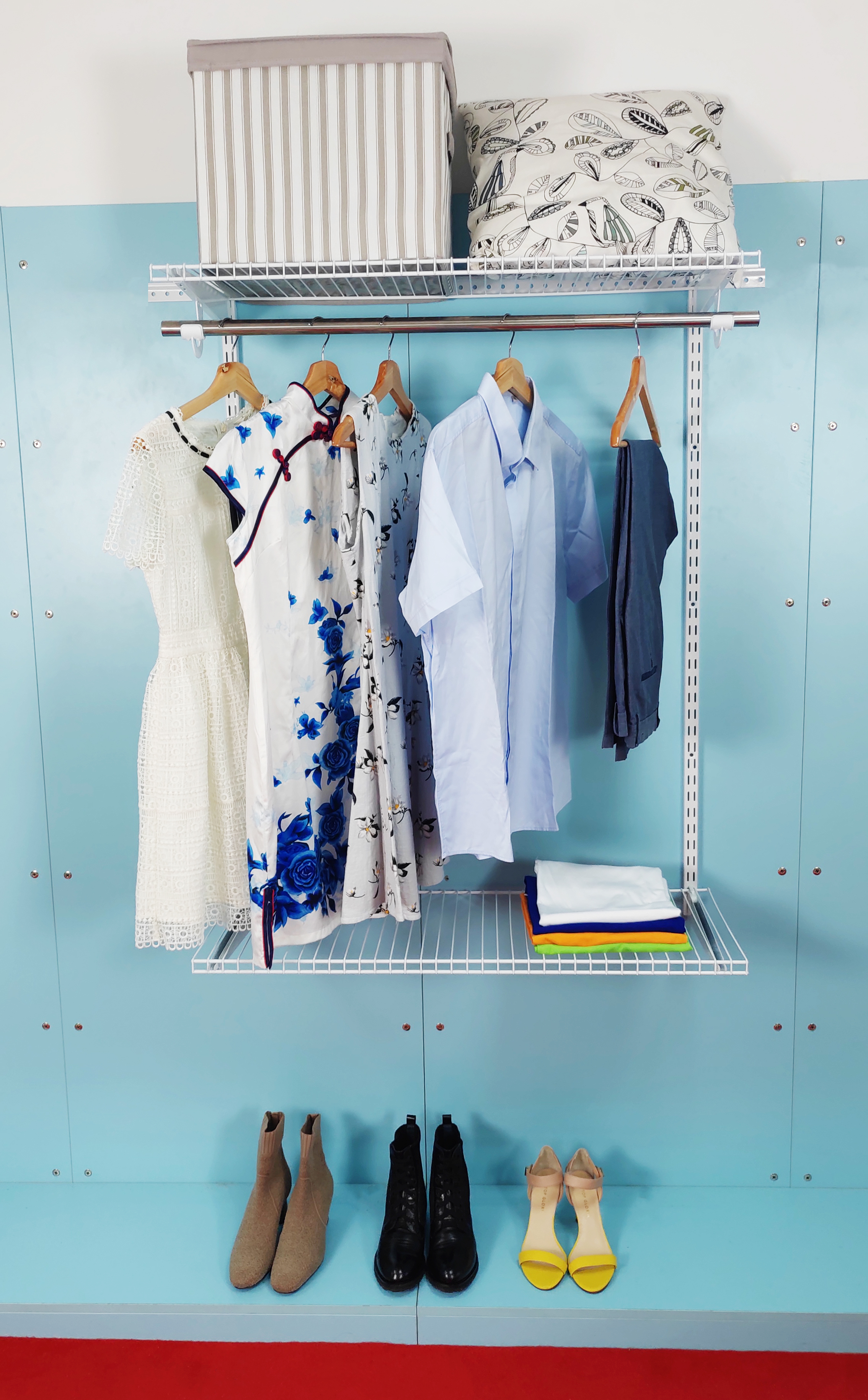 Metal Wall Shelving System Wardrobe Shelves Hanging Wire Closet storage