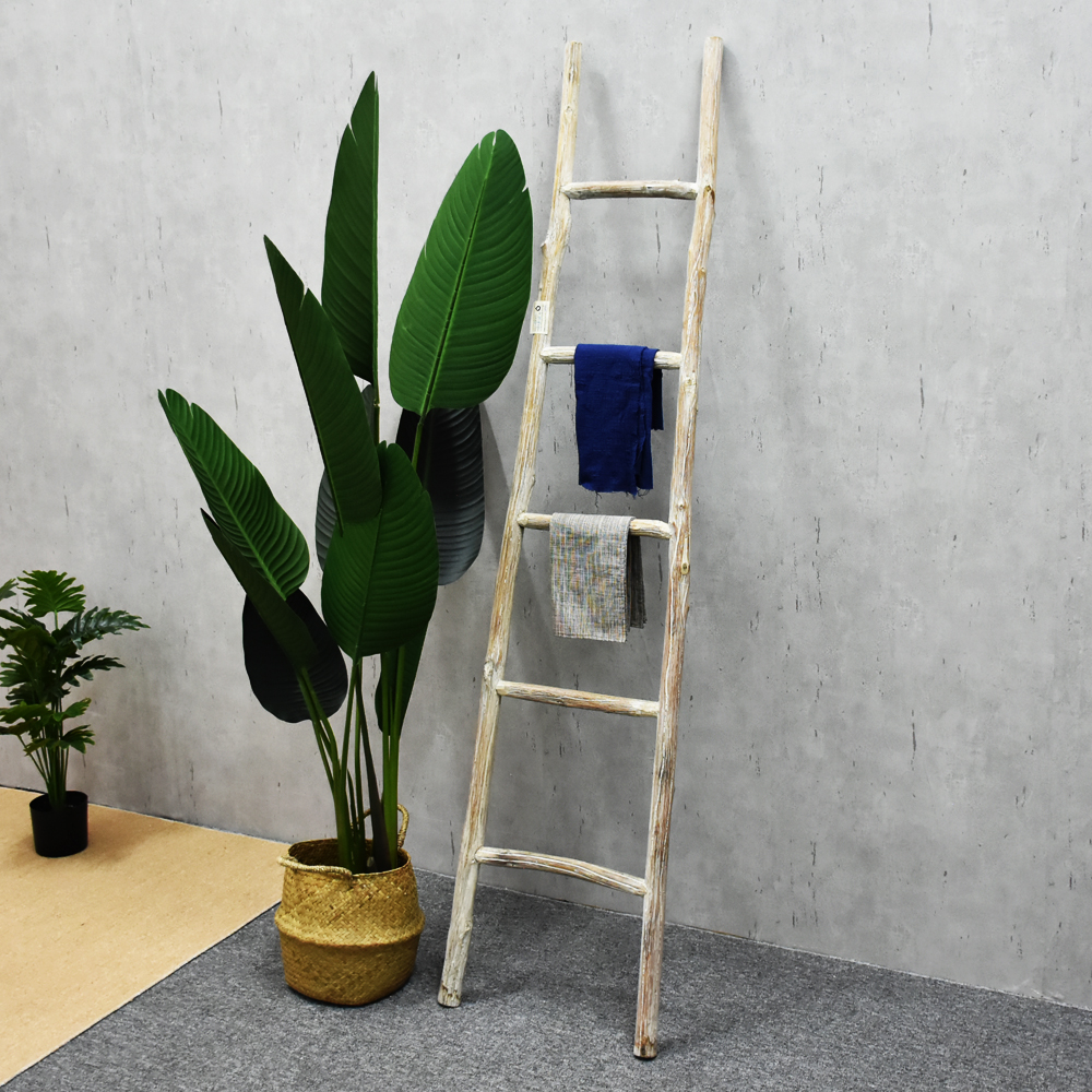 Luckywind Hot Sale Natural Handmade Decorative Step Antique Wooden Ladder