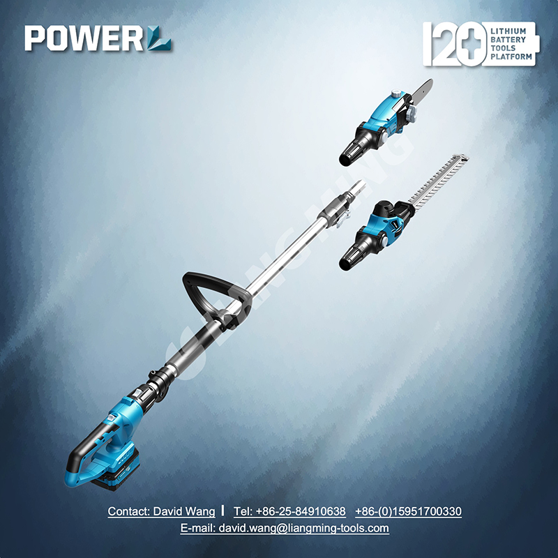 18V lithium battery cordless pole saw & pole hedge trimmer 2 in 1