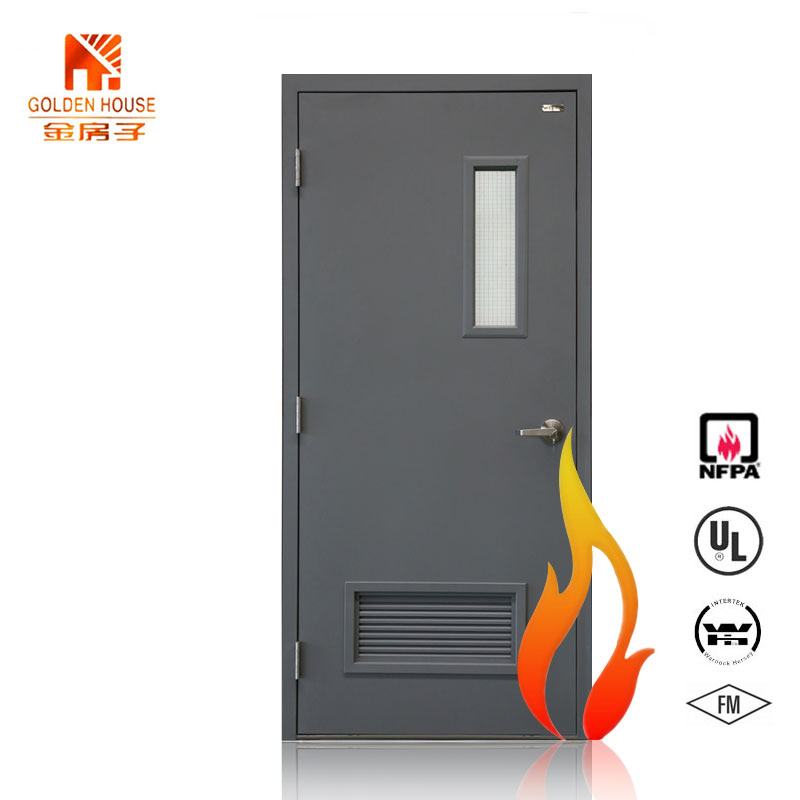 90mins GH/UL certification fire rated hollow metal steel door with glass
