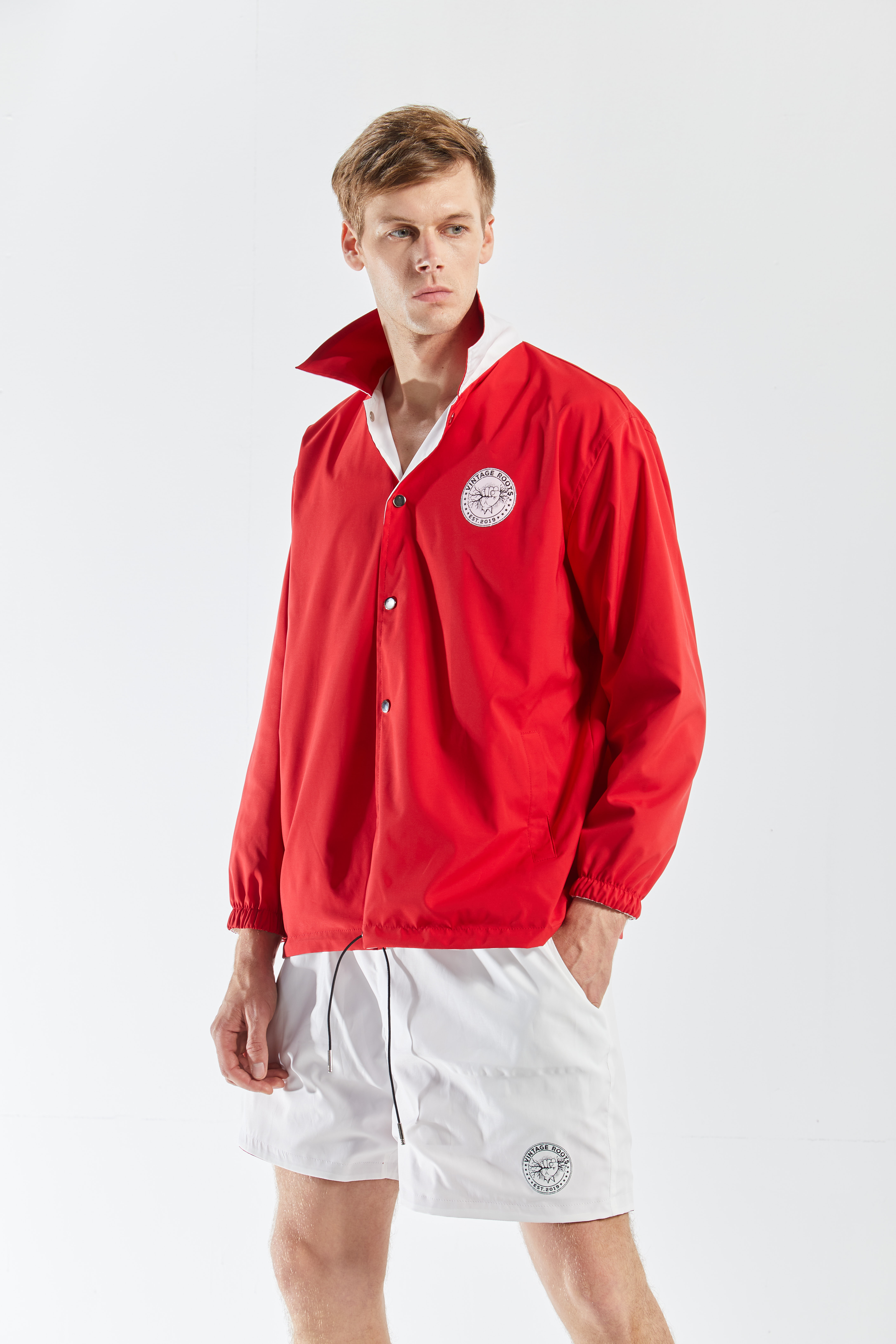 custom men nylon waterproof reversible coaches jacket set
