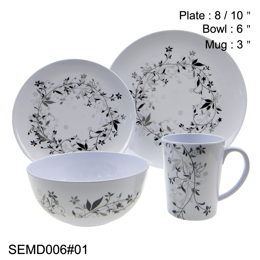 SEBEST- Black and white melamine tableware