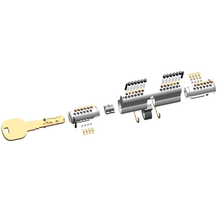 Euro cylinder with magnetic, butterfly pins and snake key way