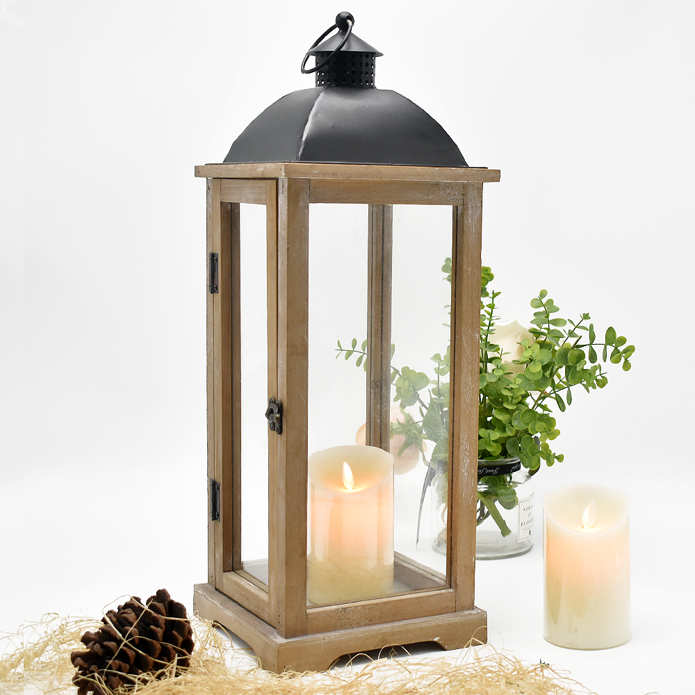 Outdoor Garden And Indoor Rustic Antique Decorative Wedding Wooden Hurricane Candle Lantern, Lantern Candle Holder