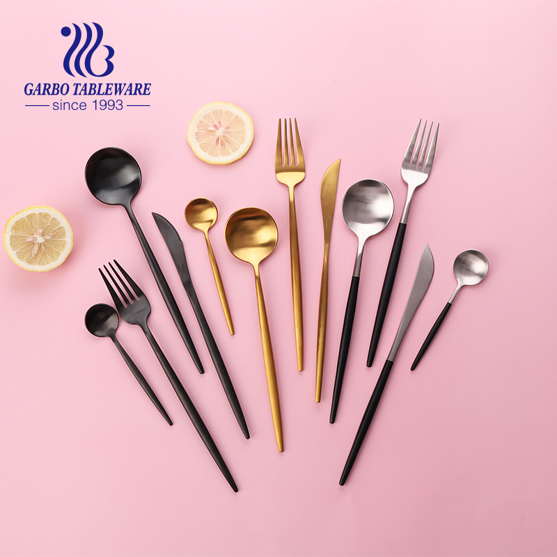 16 pcs set 410 stainless steel golden plating flatware dinner knife fork spoon