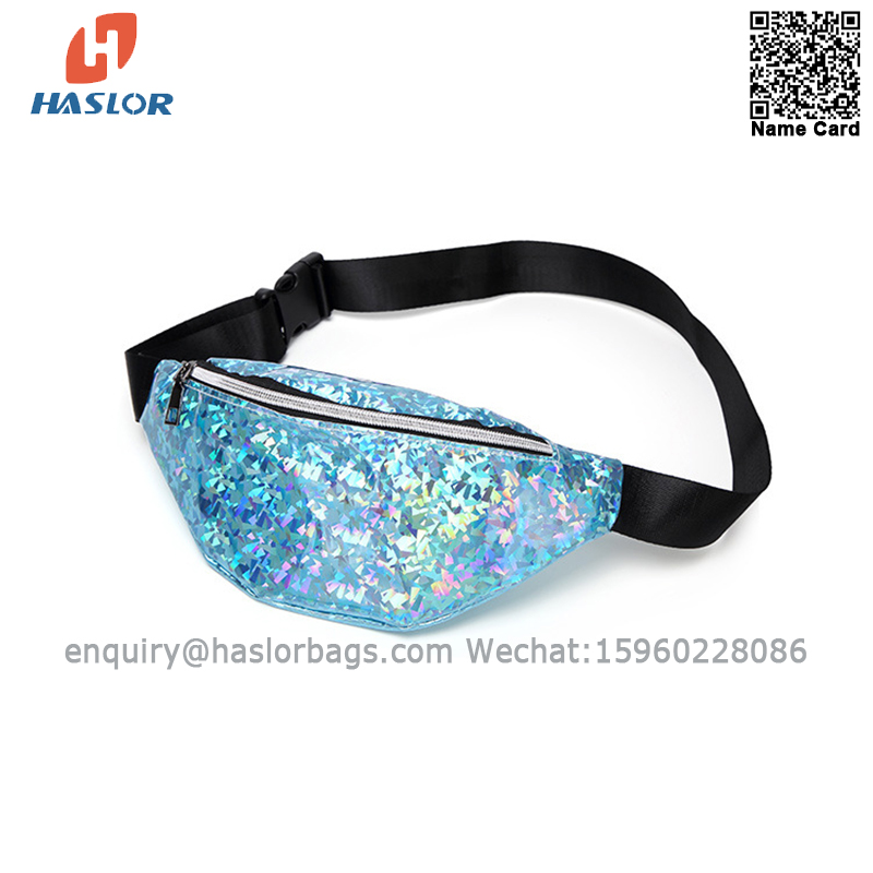 0120*W haslor Girls Holographic fashion Fanny Pack ，Travel Shiny Waist Pack bag