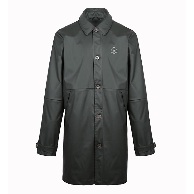 Men Fashion Windbreaker PU Rain Jacket Long Parka