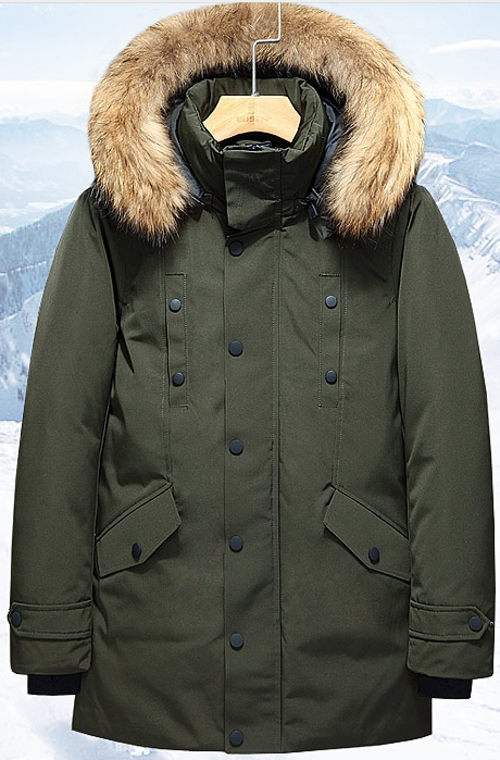 men's parka down coat with real fur