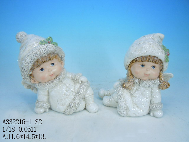 5.5“winter children decor S/2