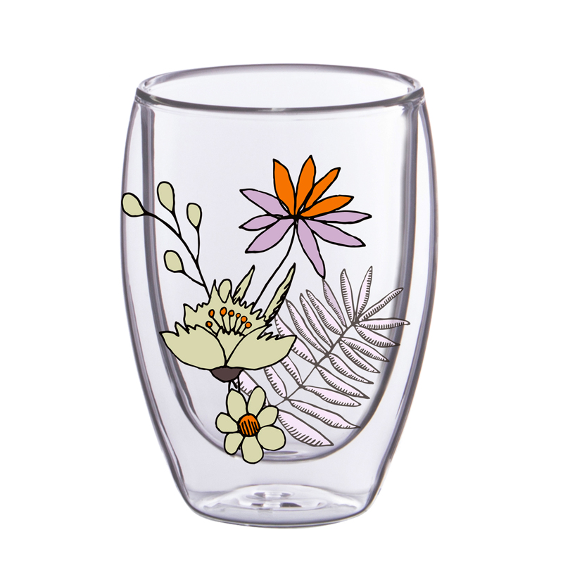 Clear Double Wall glass with decal