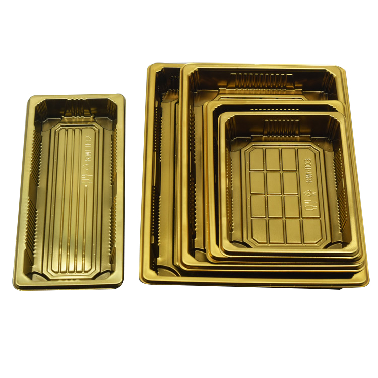 KW1-1102Gold PP tray PET lid wholesale healthy safe plastic sushi to go box printed logo