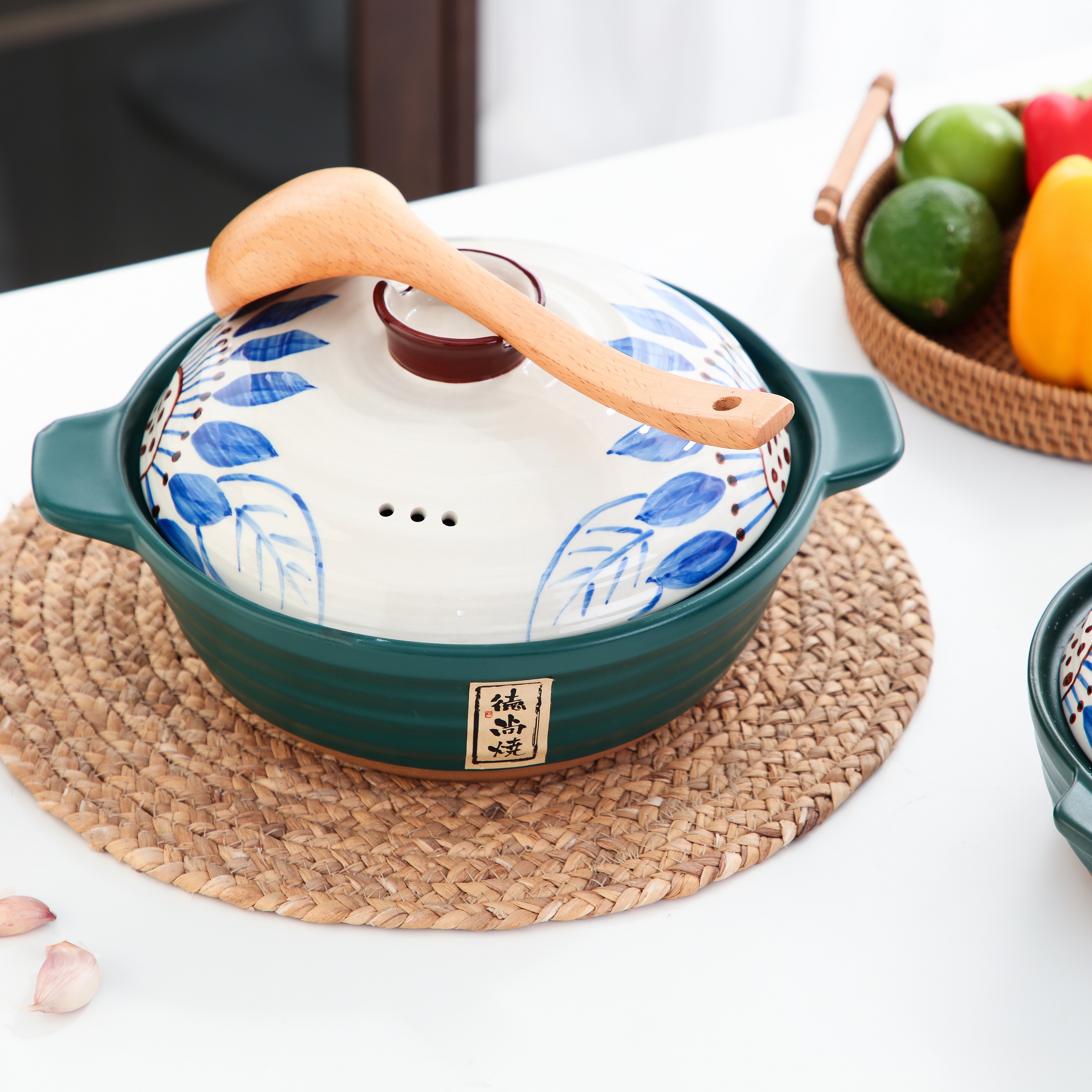 Striped soup pot