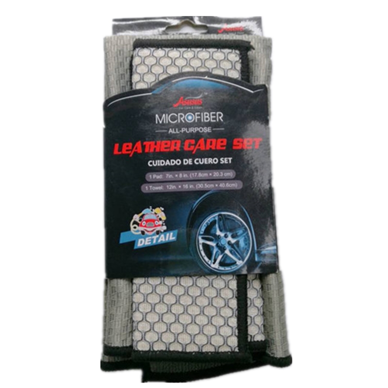 Non-scratch grey microfiber vehicle car cloth leather care set