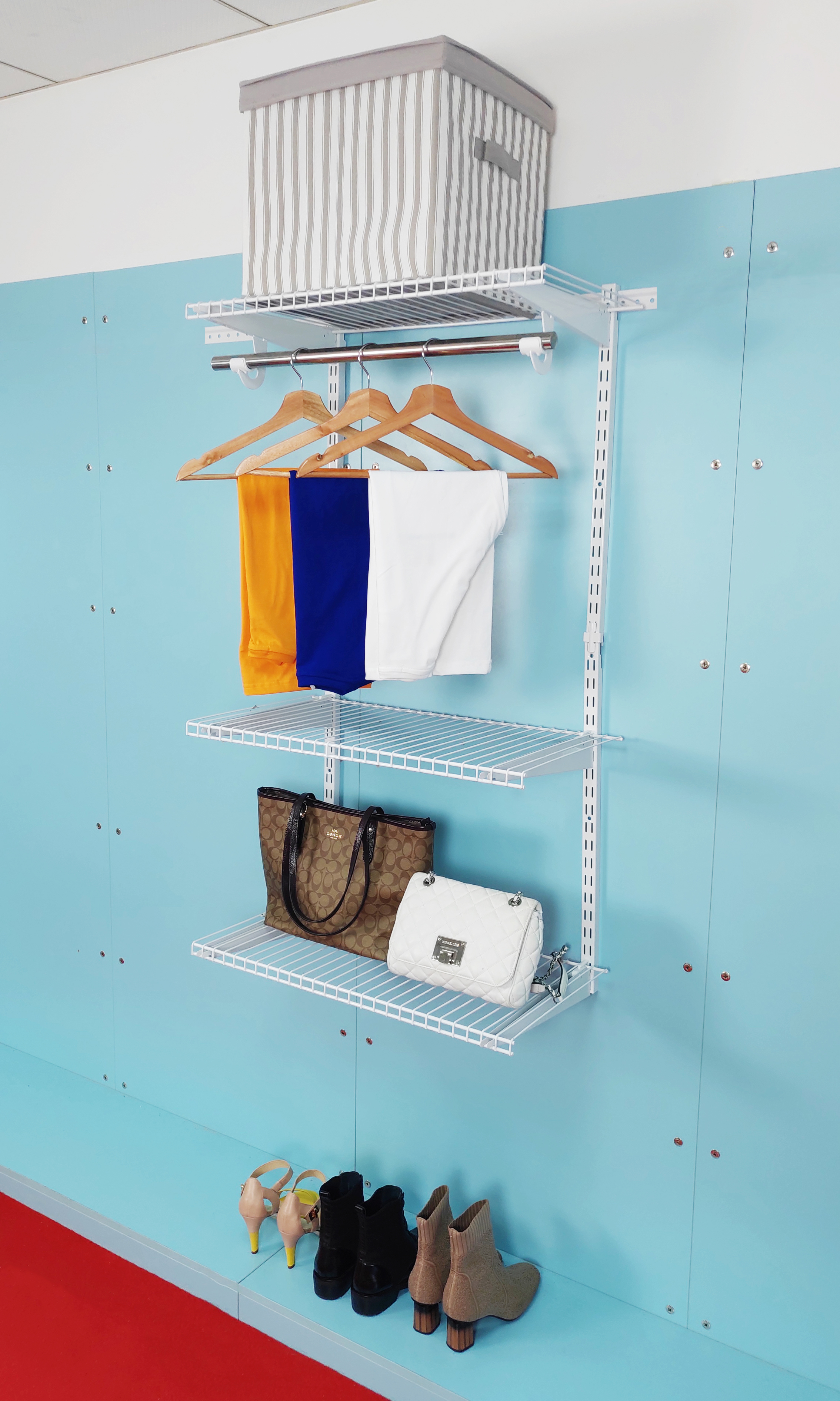 Metal Wall Shelving System Wardrobe Shelves Hanging Wire Closet storage