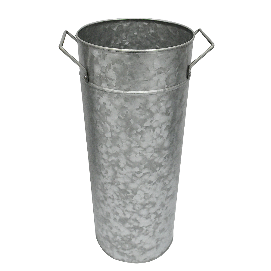 16 Inch High Galvanized Metal Vase, Rustic Decorative French Metal Flower Bucket Pots for Wedding Table Centerpiece Decorations