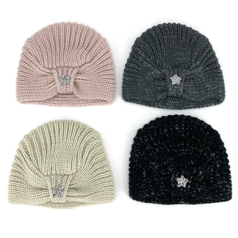 kid hat fashionable autumn and winter acrylic knitting hat with decoration
