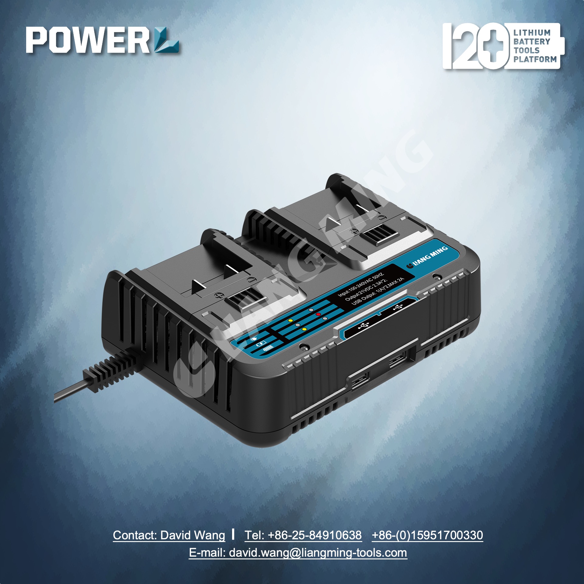 18V twins charger 2*2.3A