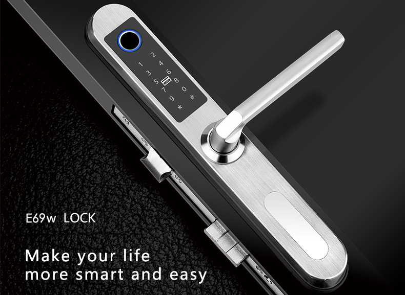 New fingerprint lock with bluetooth app card key Europe mortise E69w