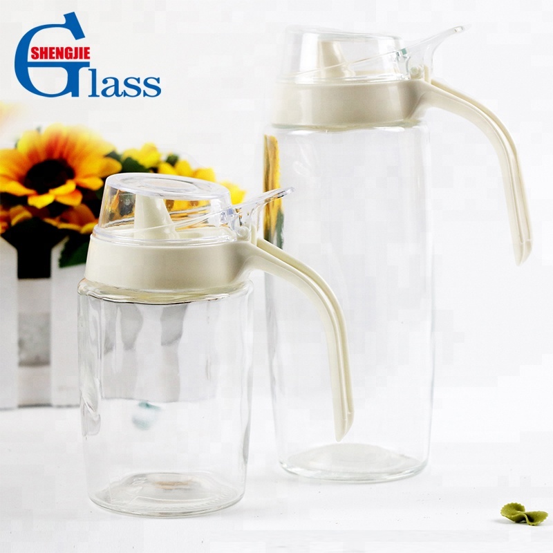 Lucid Glass Oil And Vinegar Bottle Set With Handle Lid