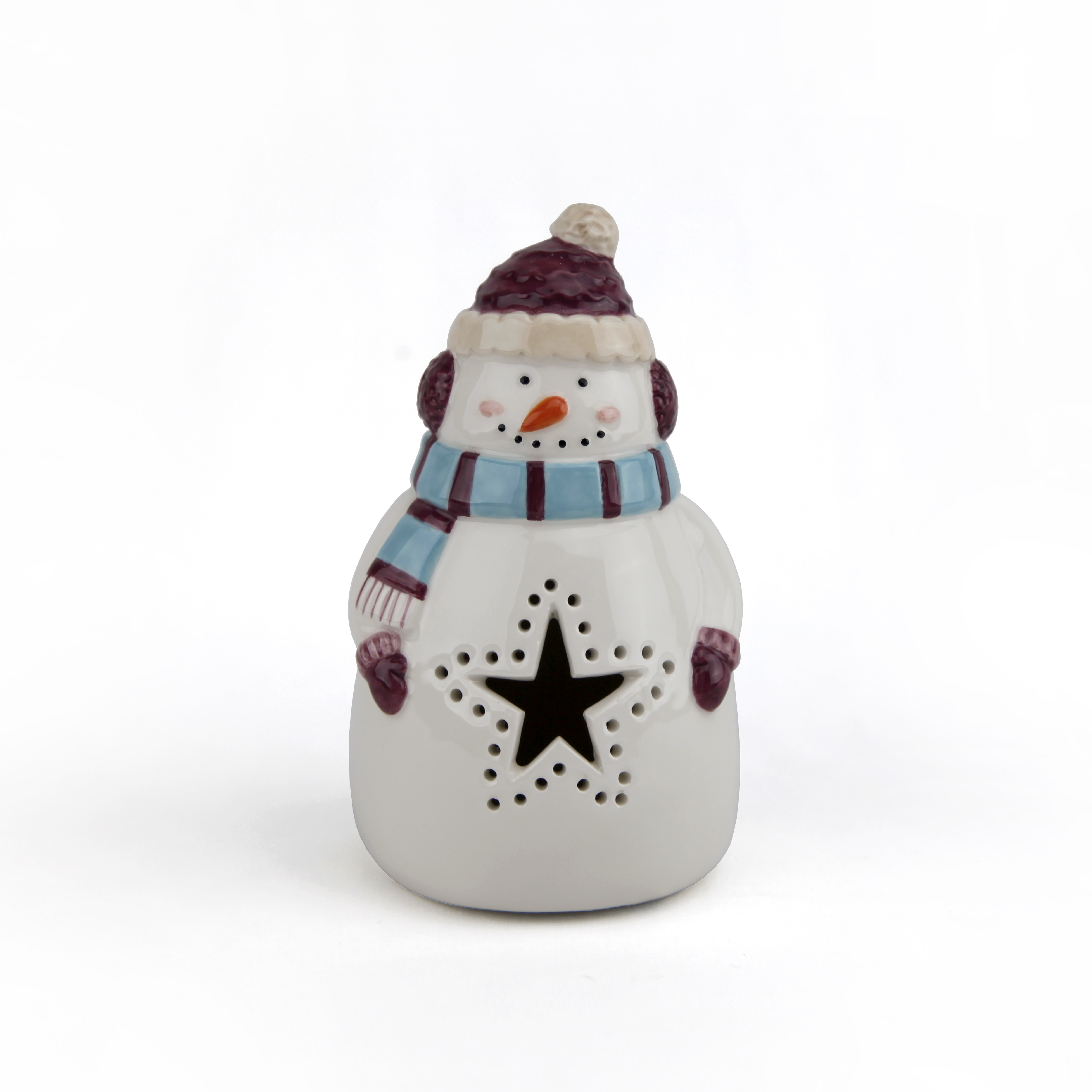 0014Flashing LED Snowman Ceramic Christmas Decoration