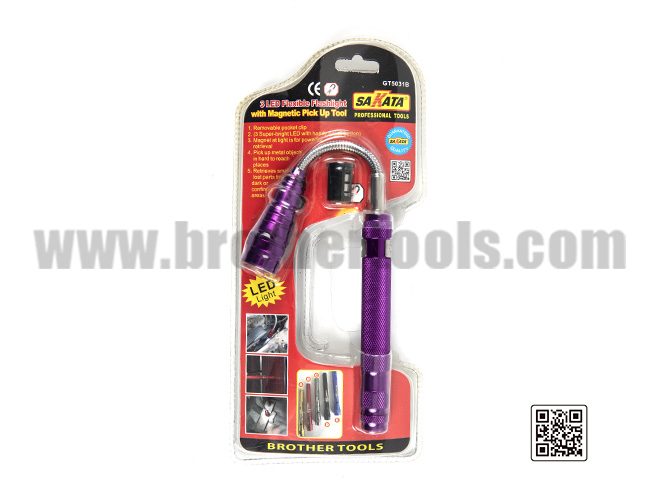 3 LED mini flexible flashlight with magnetic pick up tool, LED light,Torch