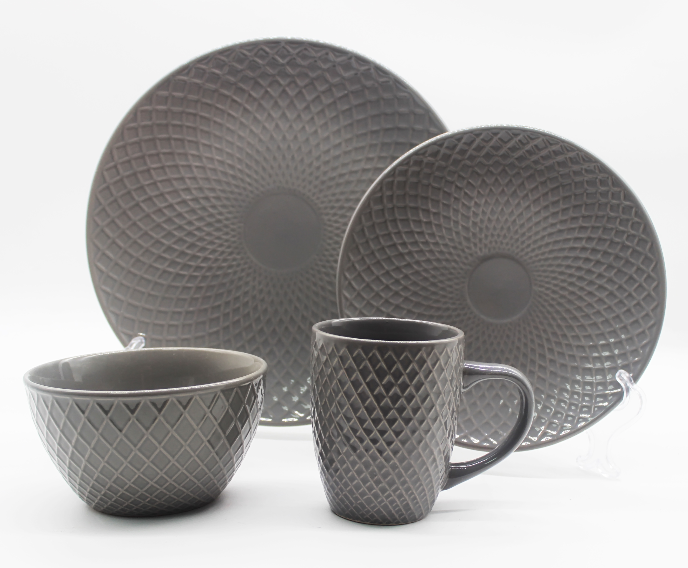 16pcs stoneware dinnerware with embossed