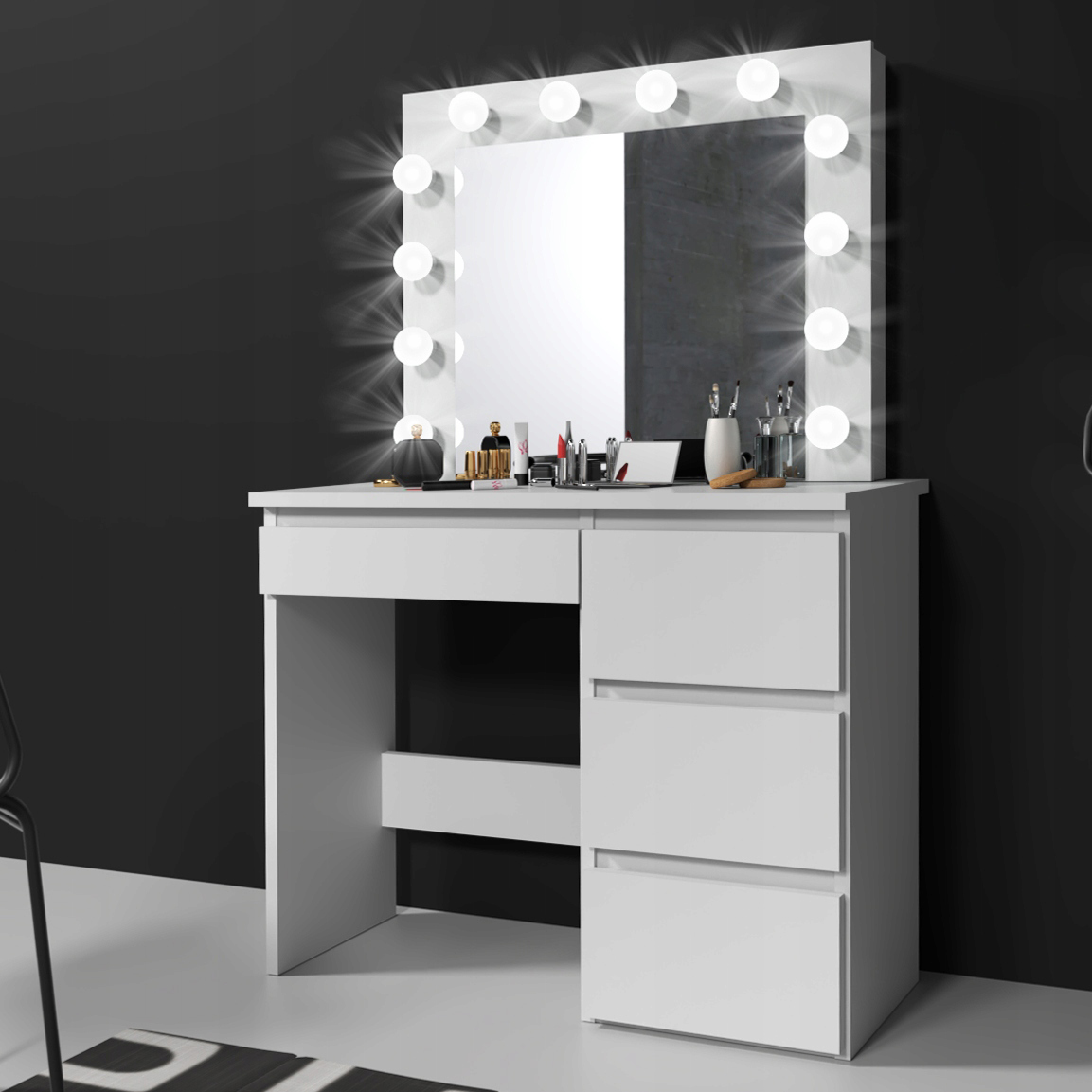 Toilet Beta 12 LED Black Mirror Make-Up Make-Up