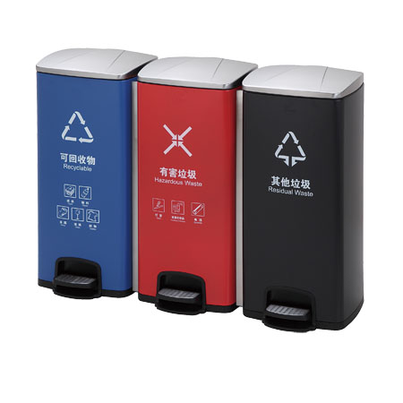 430 Stainless Steel Color Coating Classified Dustbin 90L pedal barrel