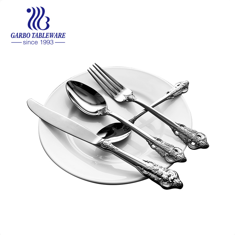 Customized 304 material high quality stainless steel cutlery set mirror polish fork knife spoons for hotel
