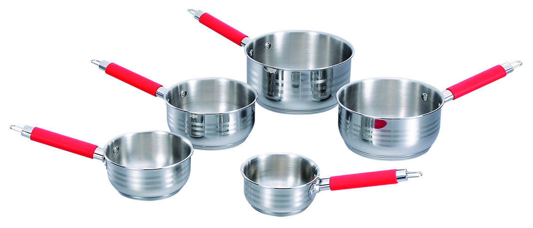 5 pieces sauce pan, high quality Stainless Steel Kithchenware sauce pan, Capsuled bottom cheapest kitchenware cookware sets