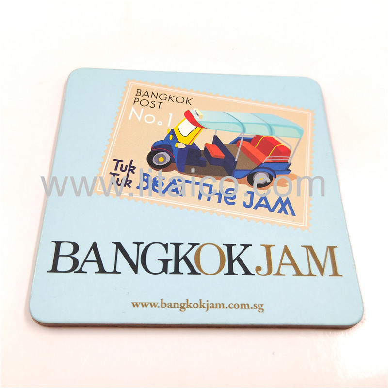 Square single side color printing coasters in cork
