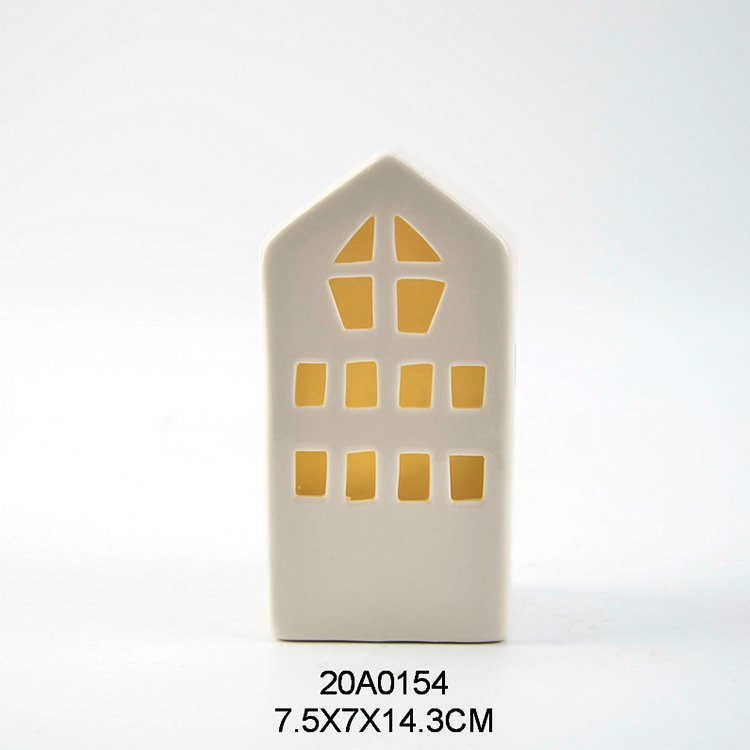 Ceramic porcelain hollow out LED light Christmas house table decors