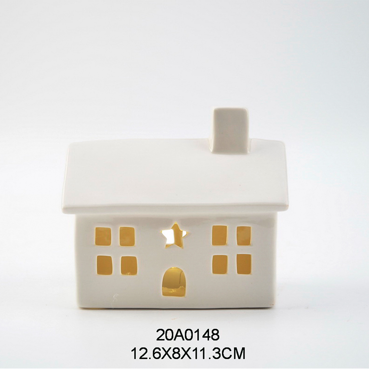 ceramic porcelain hollow out LED light Christmas house table decors